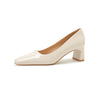 Classic Style High Heel Patent Leather Square Toe Light Luxury French Shoes