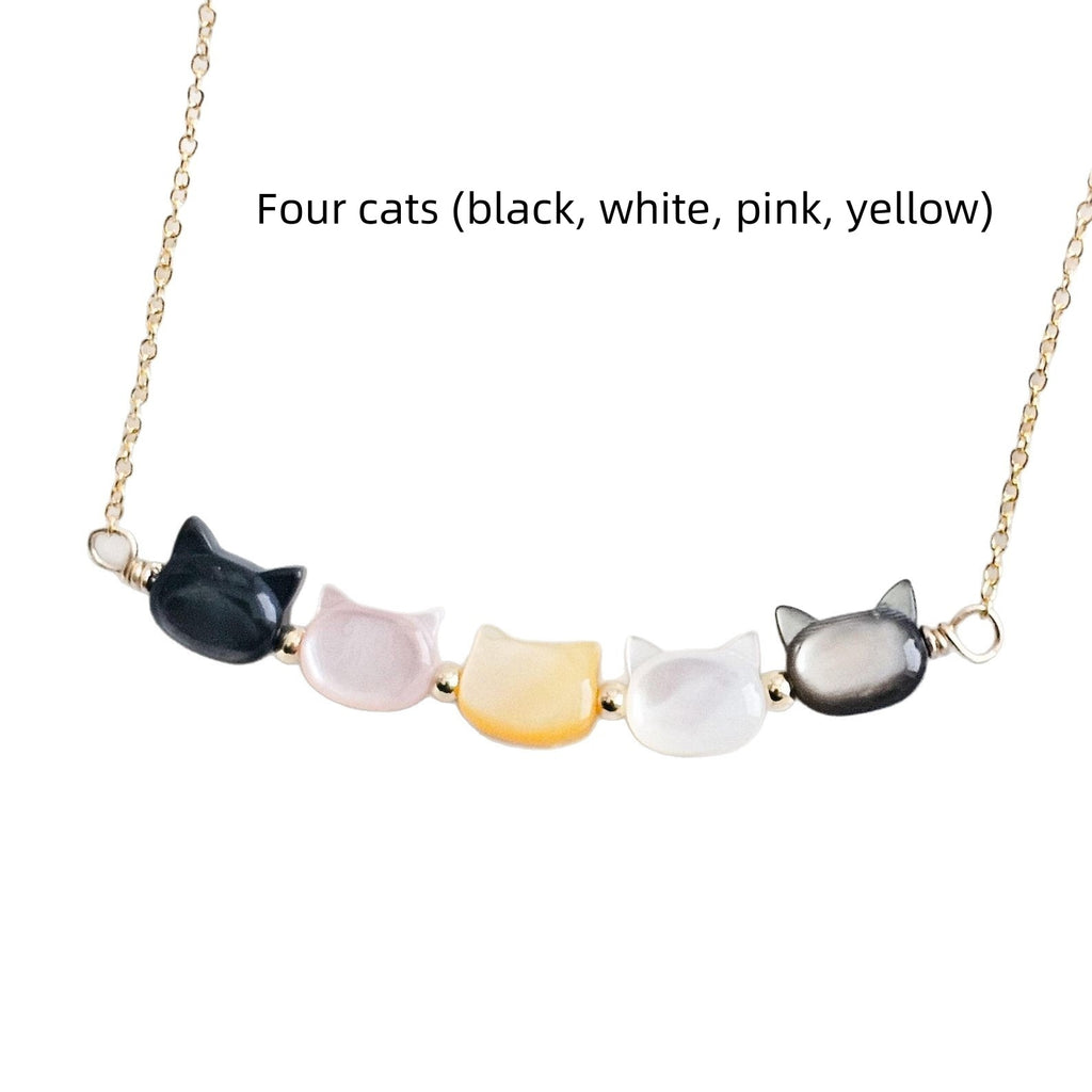 Women's Colorful Shell Cat Necklace Bracelet
