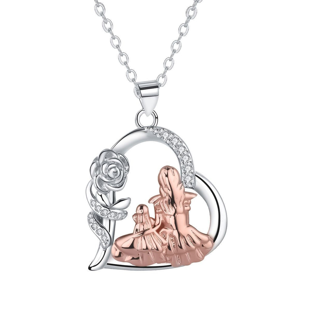 European And American Heart-shaped Rose Mother And Daughter Necklace For Women