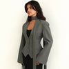 Solid Color And V-neck Scarf Decoration Long Sleeve Suit Coat