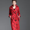Double breasted long windbreaker for women