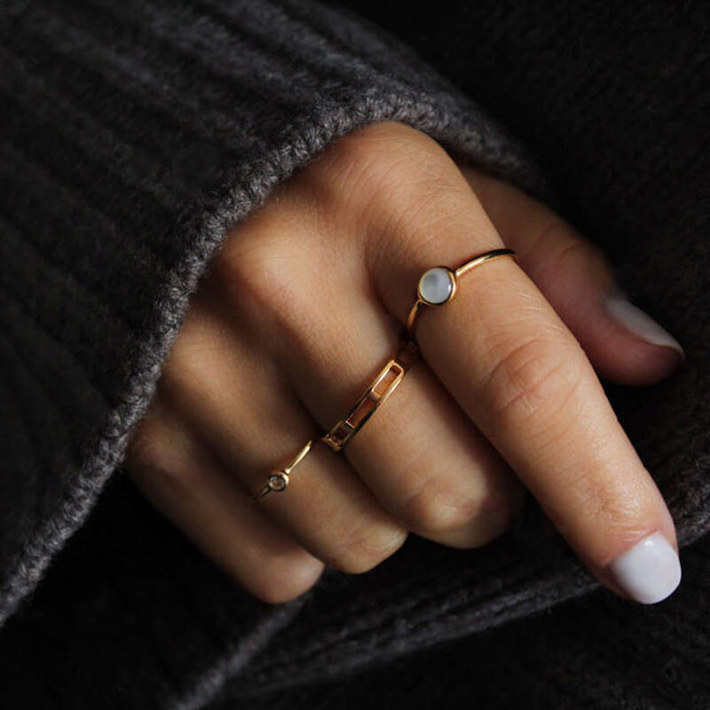 925 Sterling Silver White Shell Ring Female Advanced Design