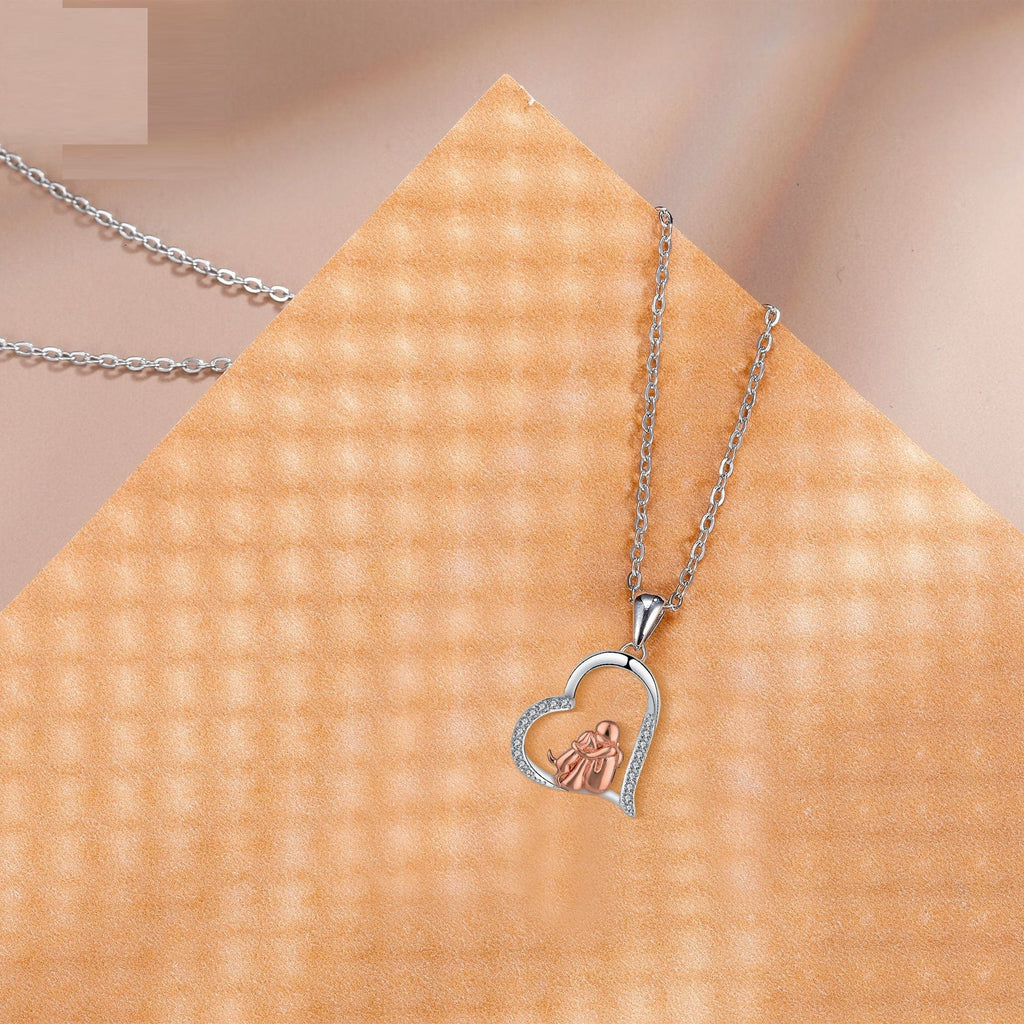 Love Guardian Pendant Girl And Dog Necklace