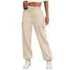 Casual Side Pocket Elastic Waist Solid Color Straight-leg Pants