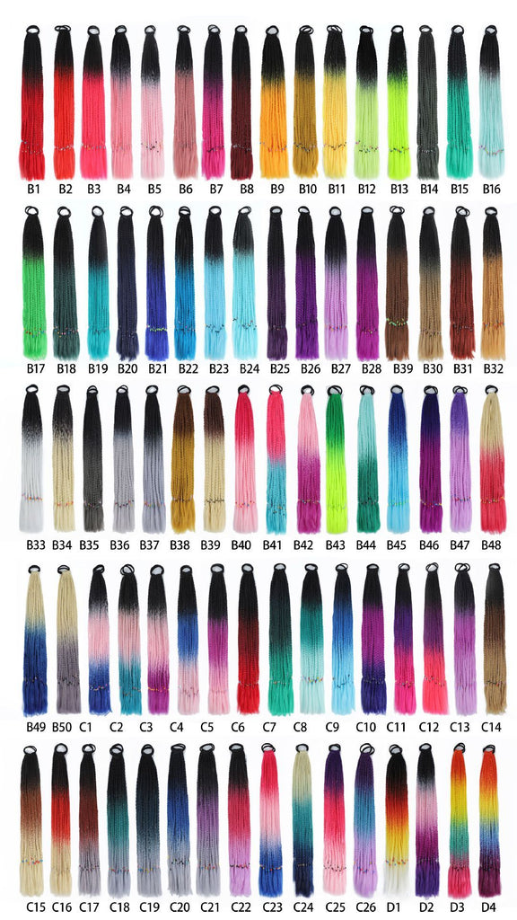 Wig Horse Tail Color Big Braid Chemical Fiber Three-strand Braid Gradient Color Hip Hop Braid Children's Color Small Braid