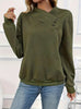 Women's Elegant Asymmetrical Hem Button-Front Long Sleeve Sweatshirt