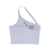 Instahot Design Slant Shoulder Print Vest Women''s European