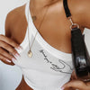 Instahot Design Slant Shoulder Print Vest Women''s European