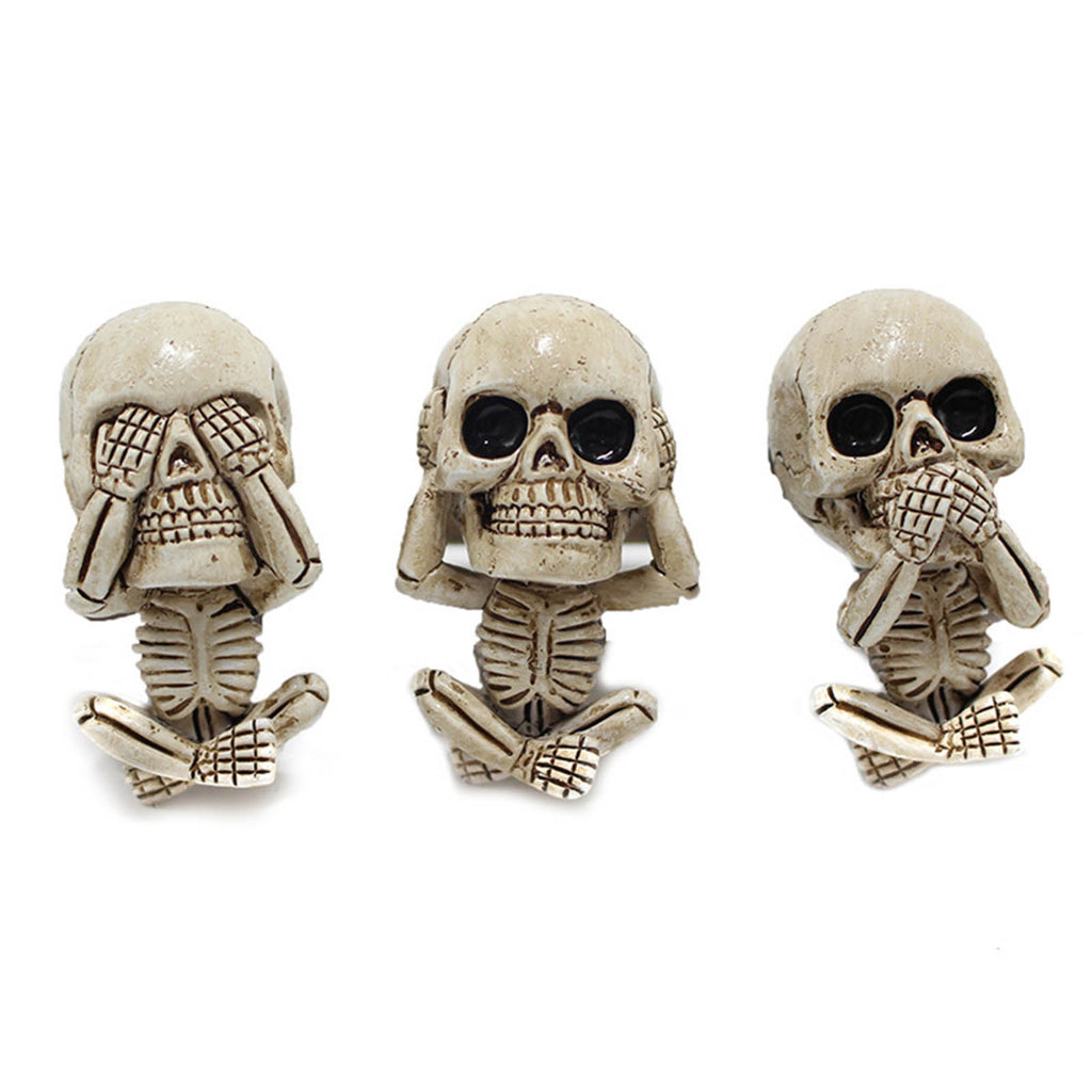 Skull Car Ornaments Air Outlet Ghost Head Three-piece Interior Pendant Decoration Ornament Ghost Head Desktop Figurines Decor
