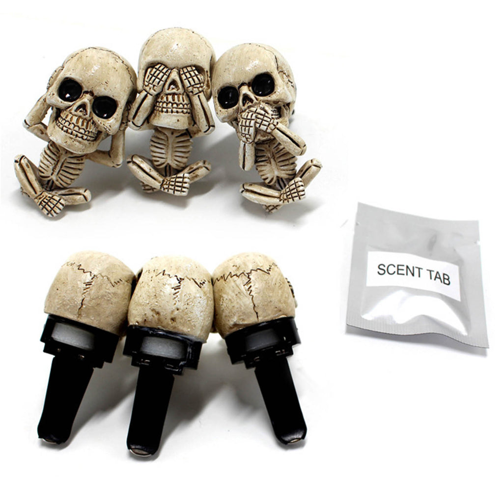 Skull Car Ornaments Air Outlet Ghost Head Three-piece Interior Pendant Decoration Ornament Ghost Head Desktop Figurines Decor
