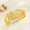 1pcs Vintage Luxury Carved Texture Gold Bracelet, Exquisite Peacock, Flower Patterned Bracelet