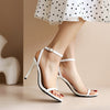 Sexy Stiletto Heel Super High Buckle Hollow-out Solid Color Sandals