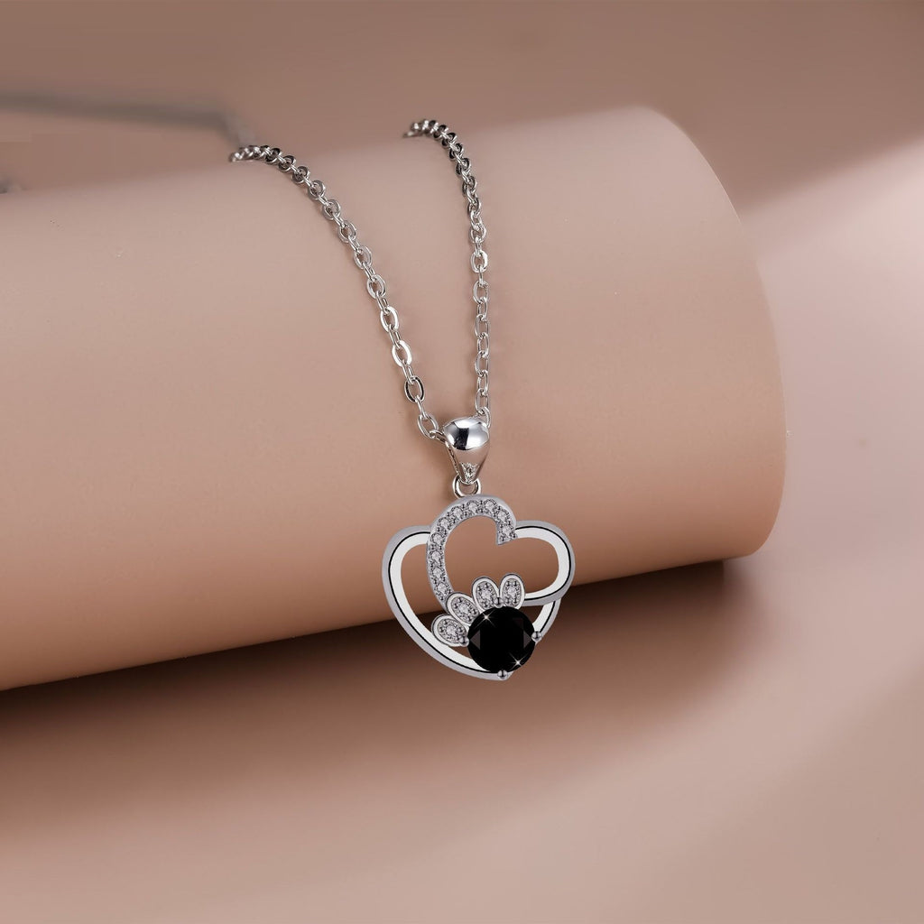 Women's Heart-shaped Pet Dog Paw Print Necklace