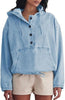 Women's Fashion Denim Hoodie Button Pullover Jacket