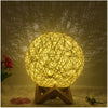Amazon Hot Selling Creative Linen Table Lamp Novel and Unique LED Intelligent USB7 Color RGB16 Color Remote Control Rattan Ball Lamp