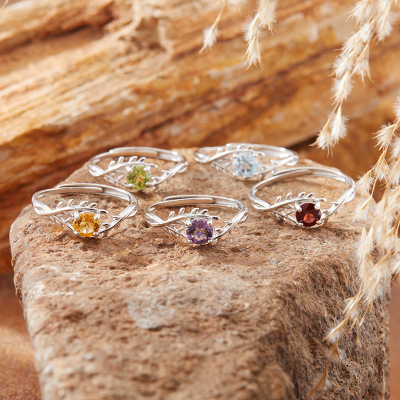 Natural Ametrine Topaz Garnet Olivine Colored Gems Ring