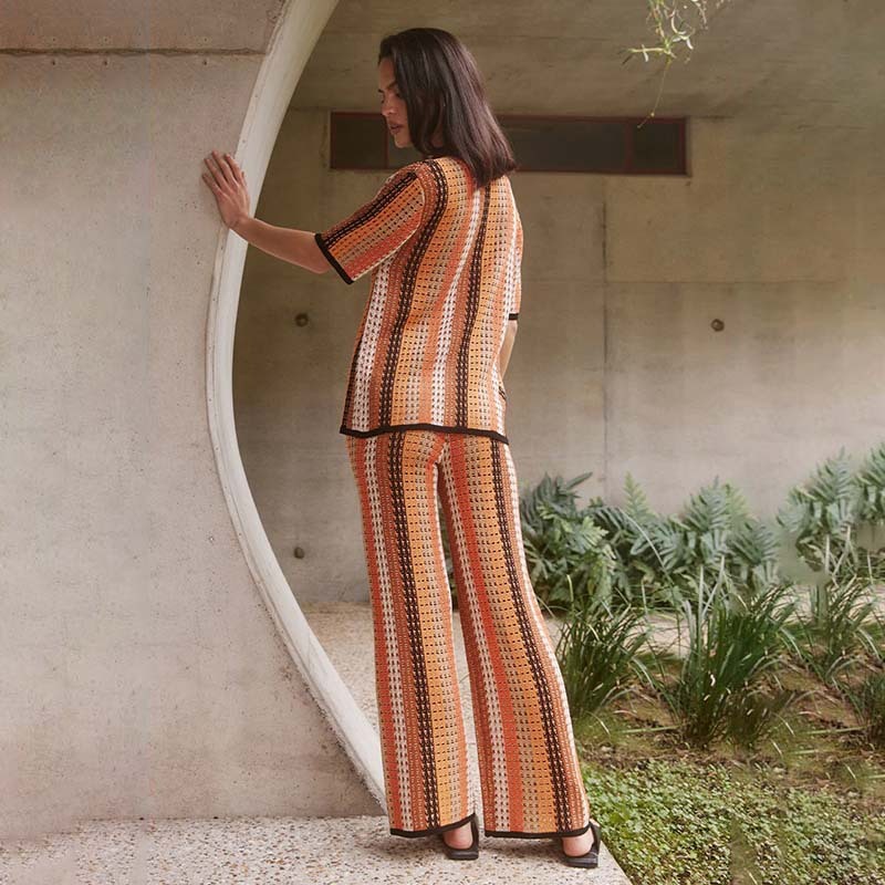 Suit Women's Knitted Vintage Stripe Trousers