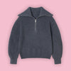 Casual Style Neck Wool Blend Knit Sweater
