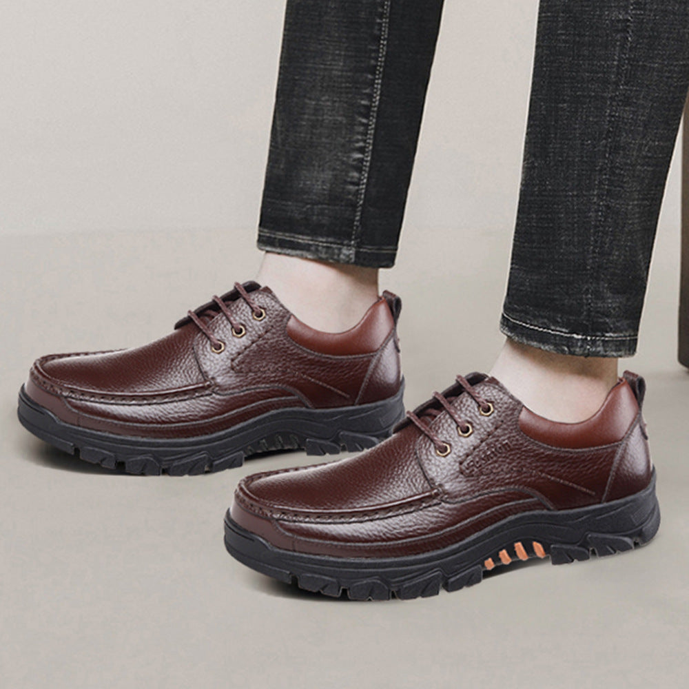 Casual Leather Shoes Men's Summer Breathable Non-stinky Feet Work Shoes