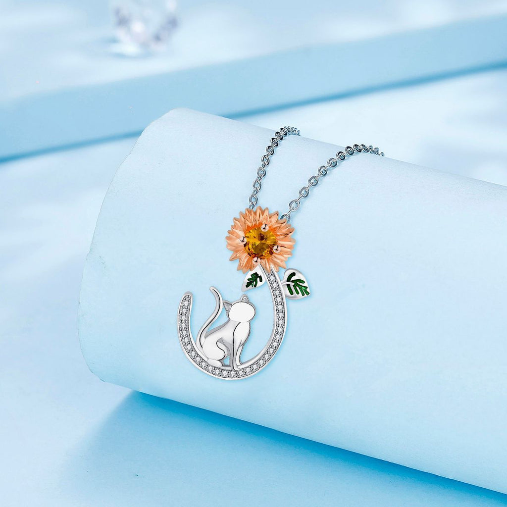 Sunflower Necklace Original Cute Cat Pendant