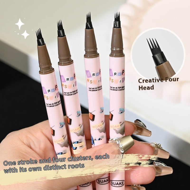Semi-permanent Four-fork Liquid Water Eyebrow Pencil Waterproof
