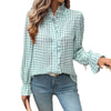 Women's French-style Plaid Shirt With Wooden Ears