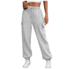 Casual Side Pocket Elastic Waist Solid Color Straight-leg Pants
