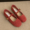 Low-cut French Vintage Suede Mary Jane Shoes Flat Shoes
