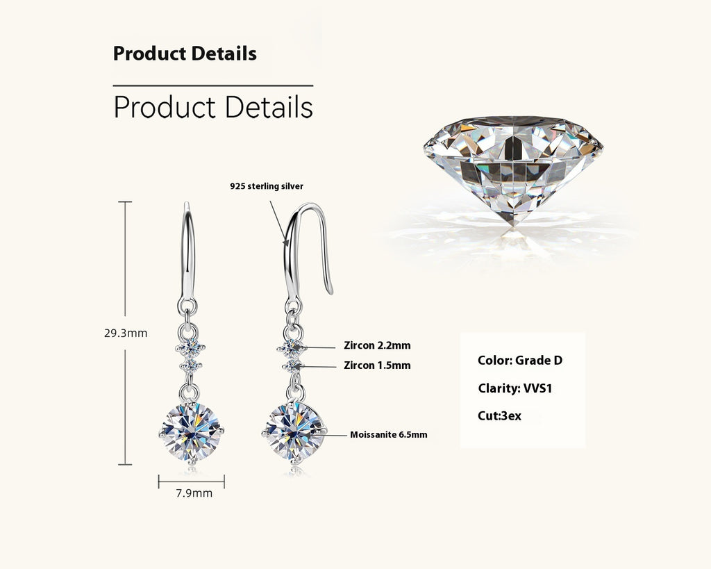 Affordable Luxury Style High-grade Girls' Moissanite Earrings