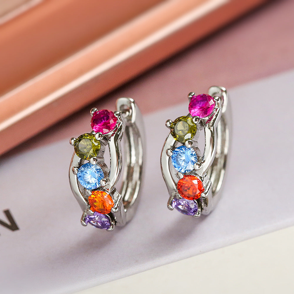18K Gold Zircon Vintage Circle Earrings Female Special Interest Light Luxury