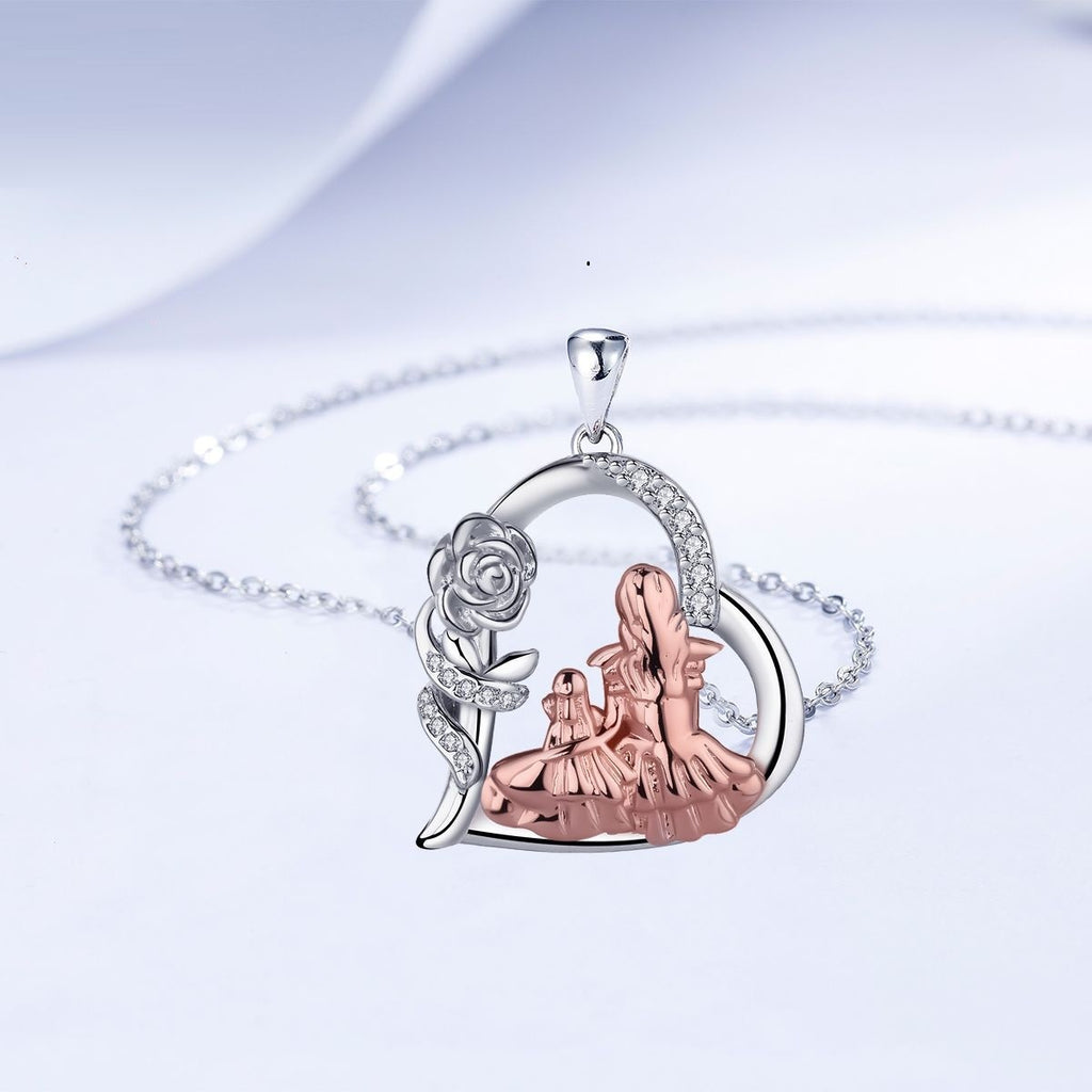 European And American Heart-shaped Rose Mother And Daughter Necklace For Women