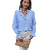 Women's French-style Plaid Shirt With Wooden Ears