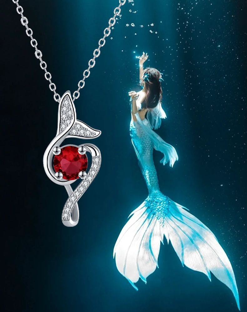 Fishtail Loving Heart Zircon Pendant Necklace Fashion Simple