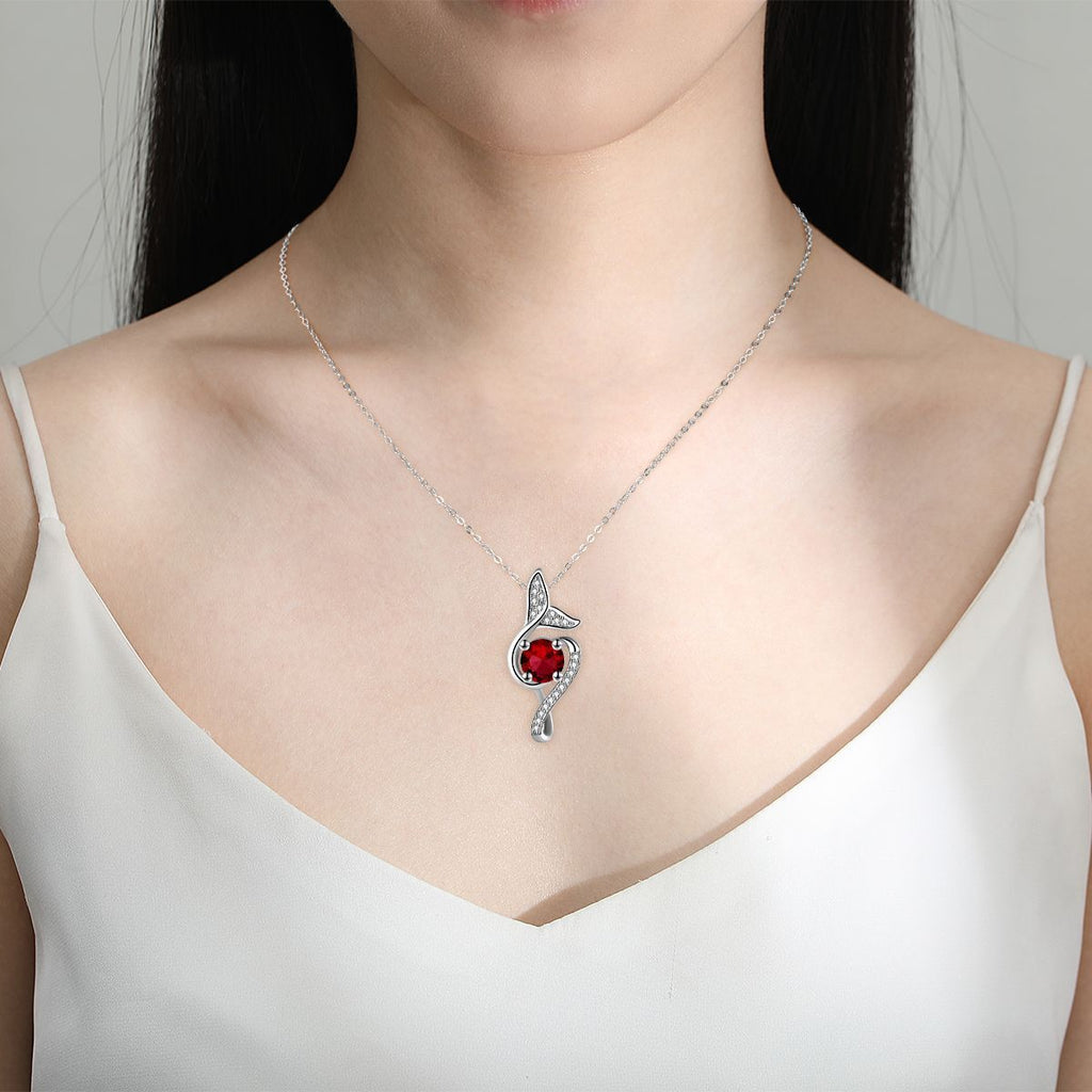 Fishtail Loving Heart Zircon Pendant Necklace Fashion Simple