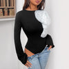 Sweet Style Design Three-dimensional Flower Decoration Black Long Sleeve Jumpsuit