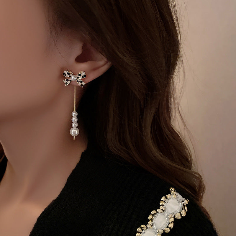Women's New Pearl Bow Earrings