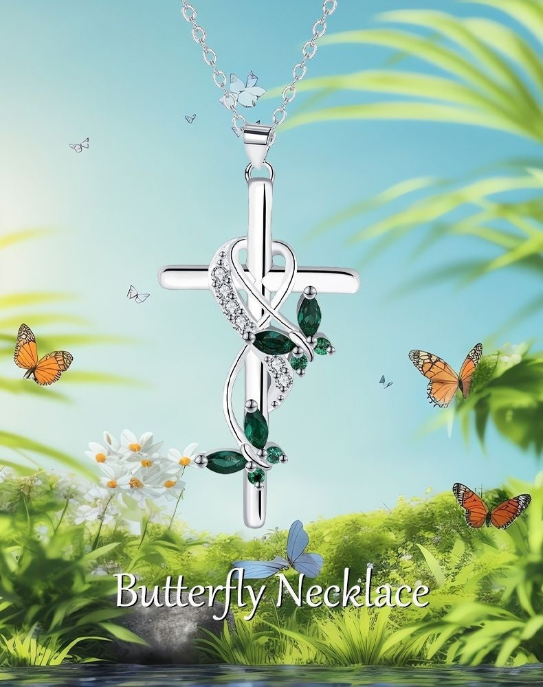 Best Seller In Europe And America Infinite Cross Butterfly Necklace Female Romantic High Sense