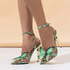Women's Three-dimensional Butterfly Decorative Electroplated Stiletto Heel Sandals
