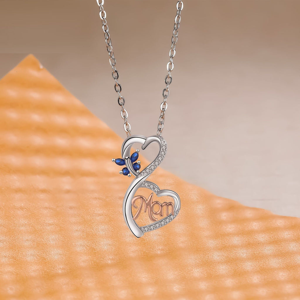 European And American High-grade Ornament Infinite Love Doppel Herz Butterfly Mom Necklace
