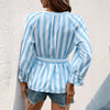 All-matching Striped Women's Three-quarter Sleeve Shirt Top