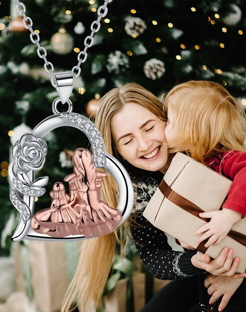 European And American Heart-shaped Rose Mother And Daughter Necklace For Women