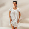Autumn White Breathable Cotton Lace Nightdress
