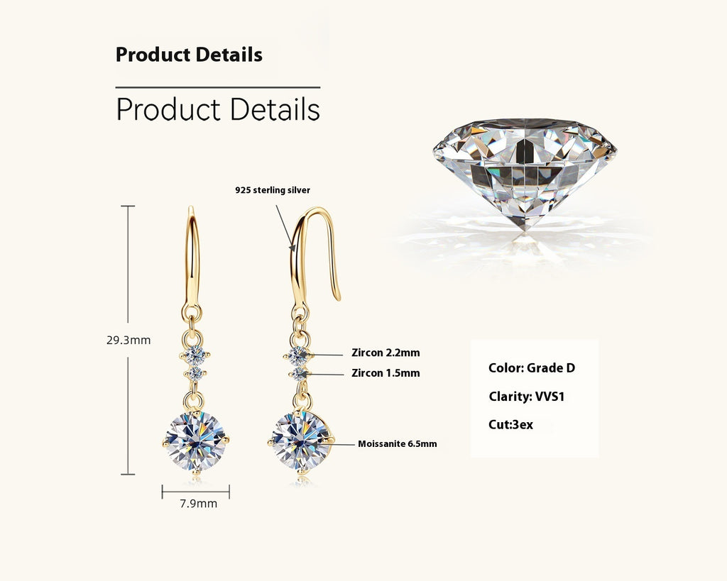 Affordable Luxury Style High-grade Girls' Moissanite Earrings