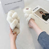 Open Toe Fluffy Slippers Women's Artificial Fur Couple Plush