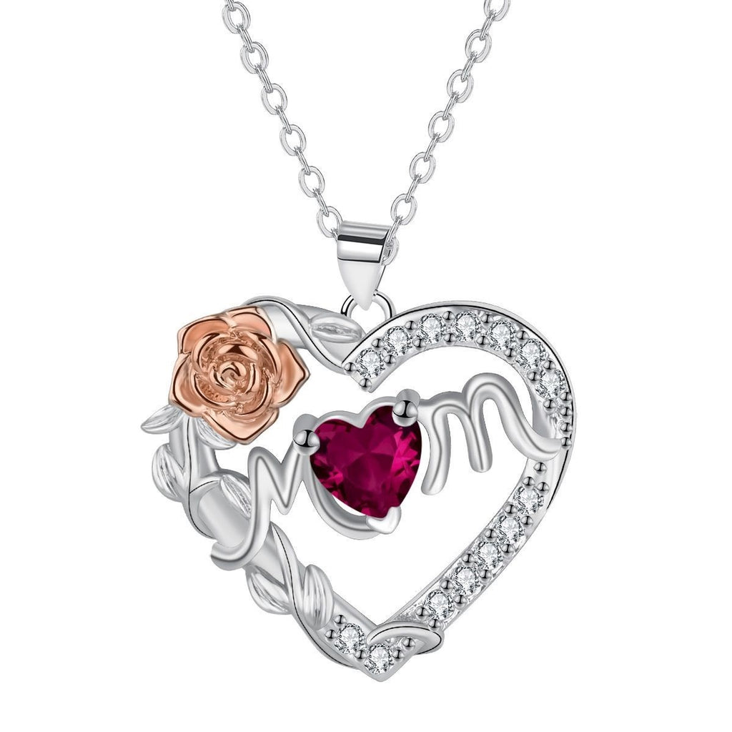 European And American Fashion Love Rose Necklace Women's Cross Chain Jewelry Ornament