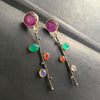 Crystal Zircon Long Asymmetric Earrings