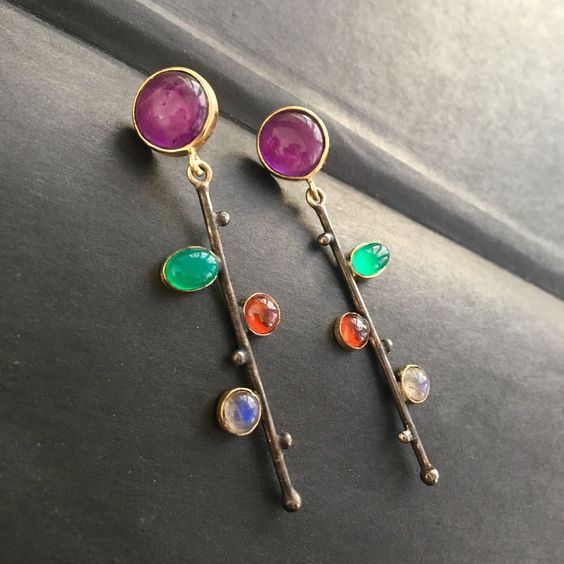 Crystal Zircon Long Asymmetric Earrings