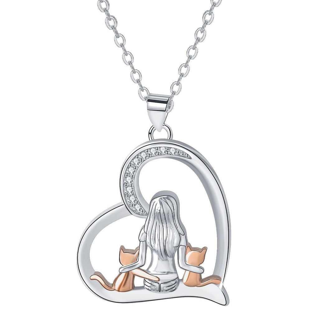 European And American Style Jewelry Fashion Personalized Love Girl And Cat Pet Necklace For Women