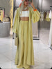 Solid Color Long Sleeve Cardigan & Elastic Waist Pants Set