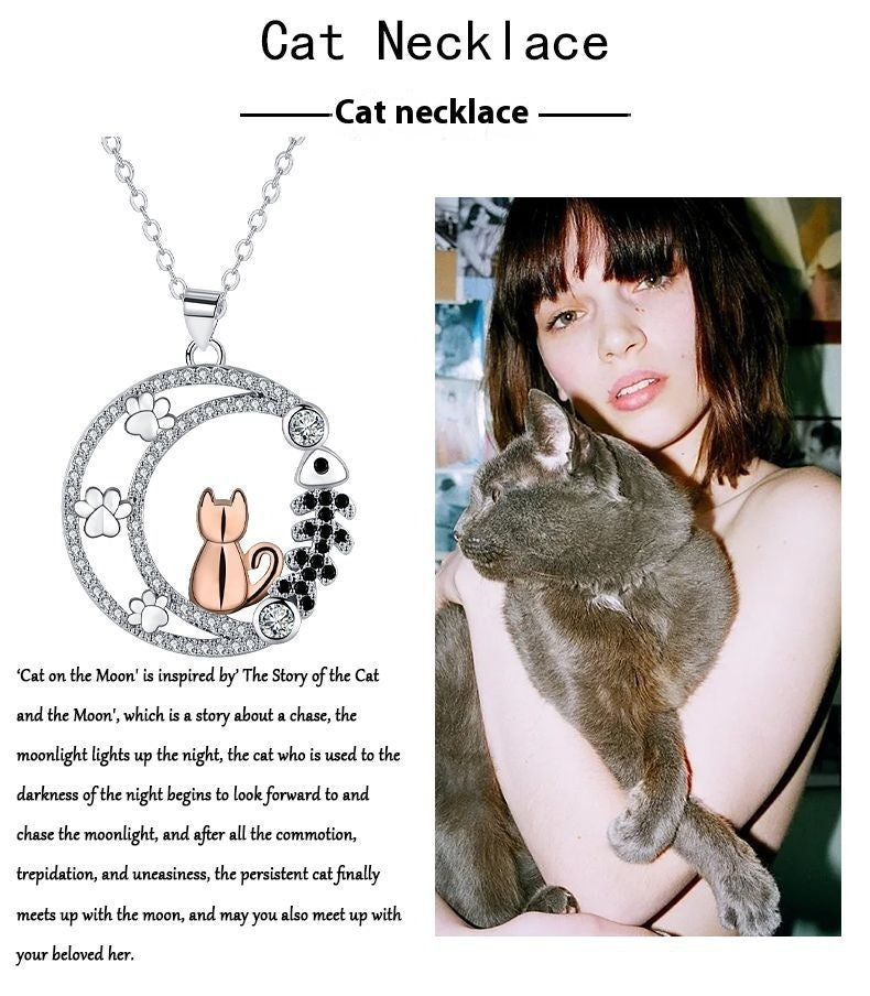 Moon Cat's Paw Necklace Female Cute Cat Figure Ornament